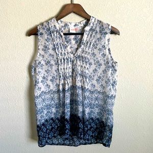 Sheer Ombré Blue Floral Tank Top